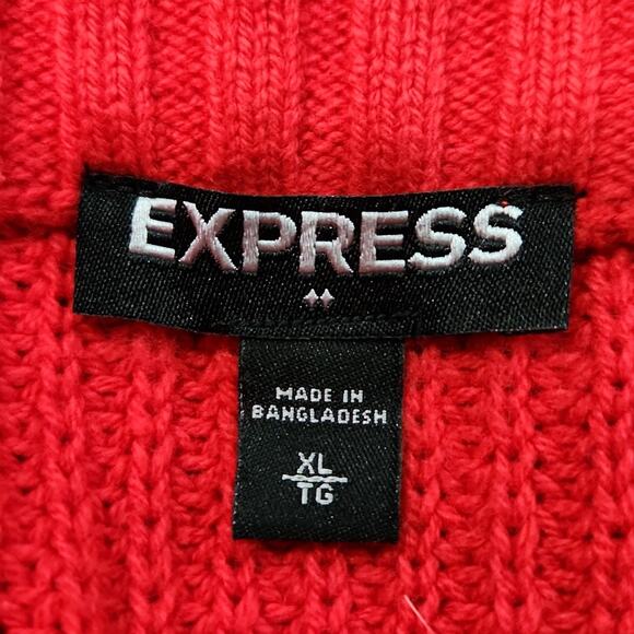 Express Womens Red Sweater Size XL Racing Stripes Preppy Coastal Rugby Varsity - Picture 6 of 8